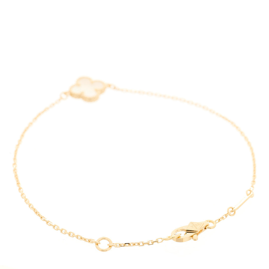 Van Cleef & Arpels 18K Yellow Gold Mother of Pearl Sweet Alhambra Bracelet 3 of 6