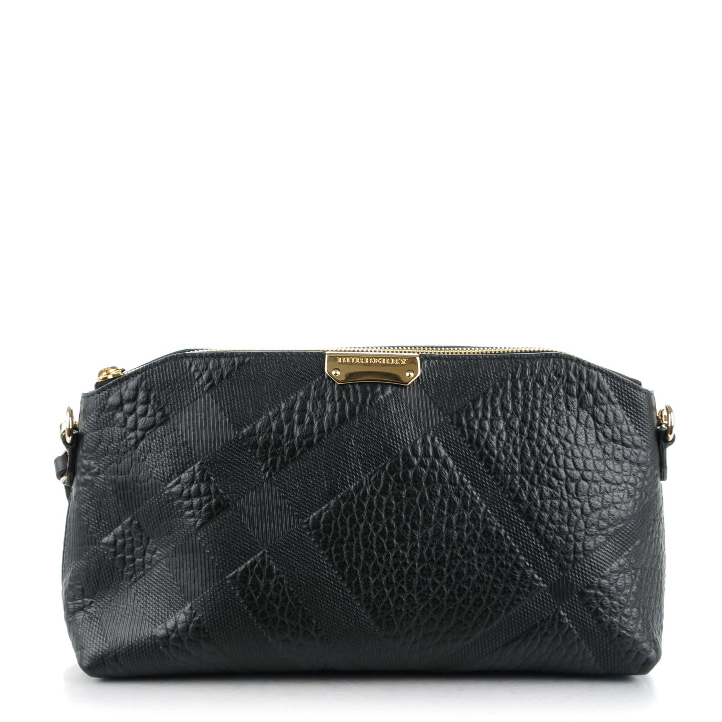 Signature Grain Calfskin Check Embossed Small Chichester Crossbody Clutch Bag Black