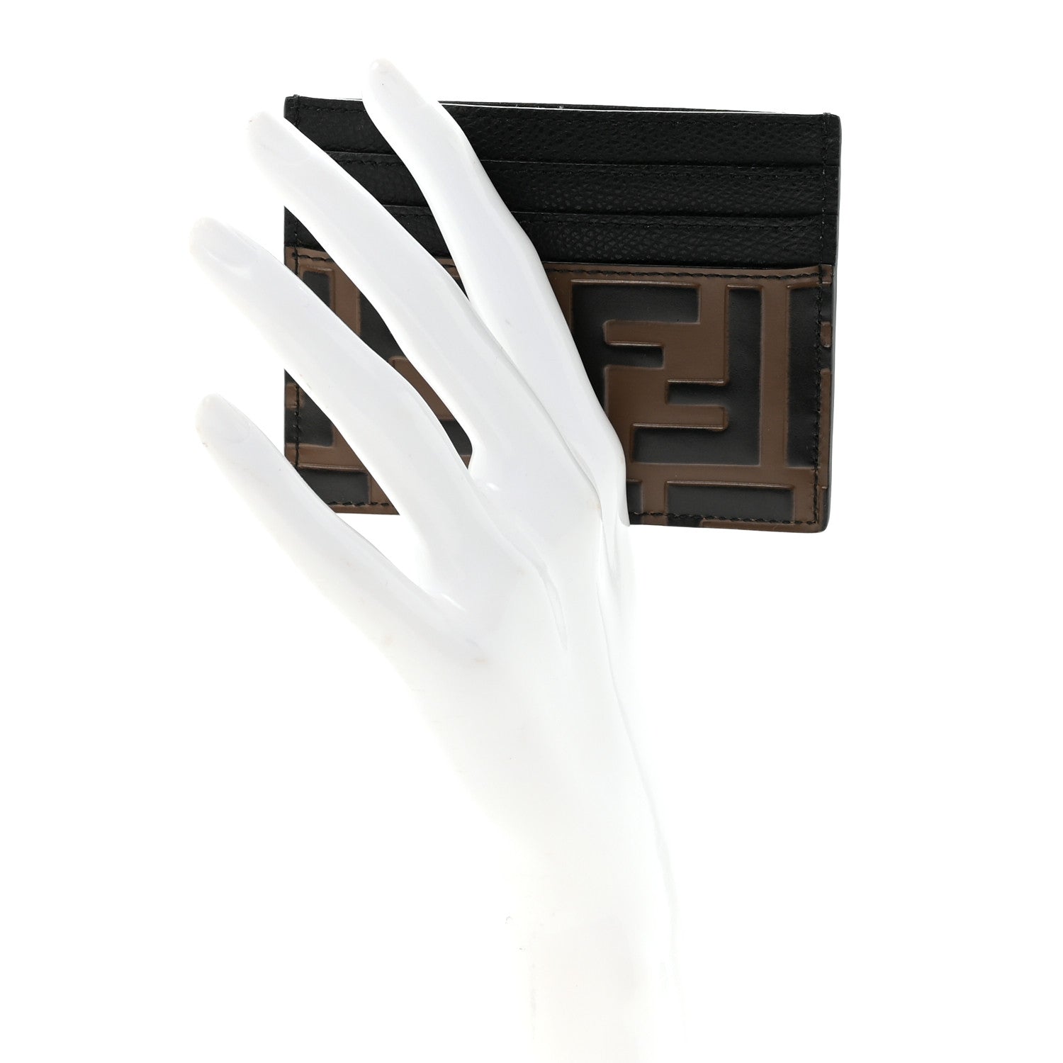 Fendi Vitello Cruise Bi-Color FF 1974 Embossed Card Holder Maya Black 2 of 6