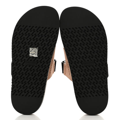 Hermes Suede Goatskin Womens Chypre Sandals 38 Rose Perle Black 5 of 12