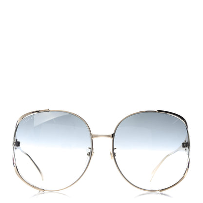 Gucci Metal Oversized Round Frame GG0225S Sunglasses Gold 2 of 7