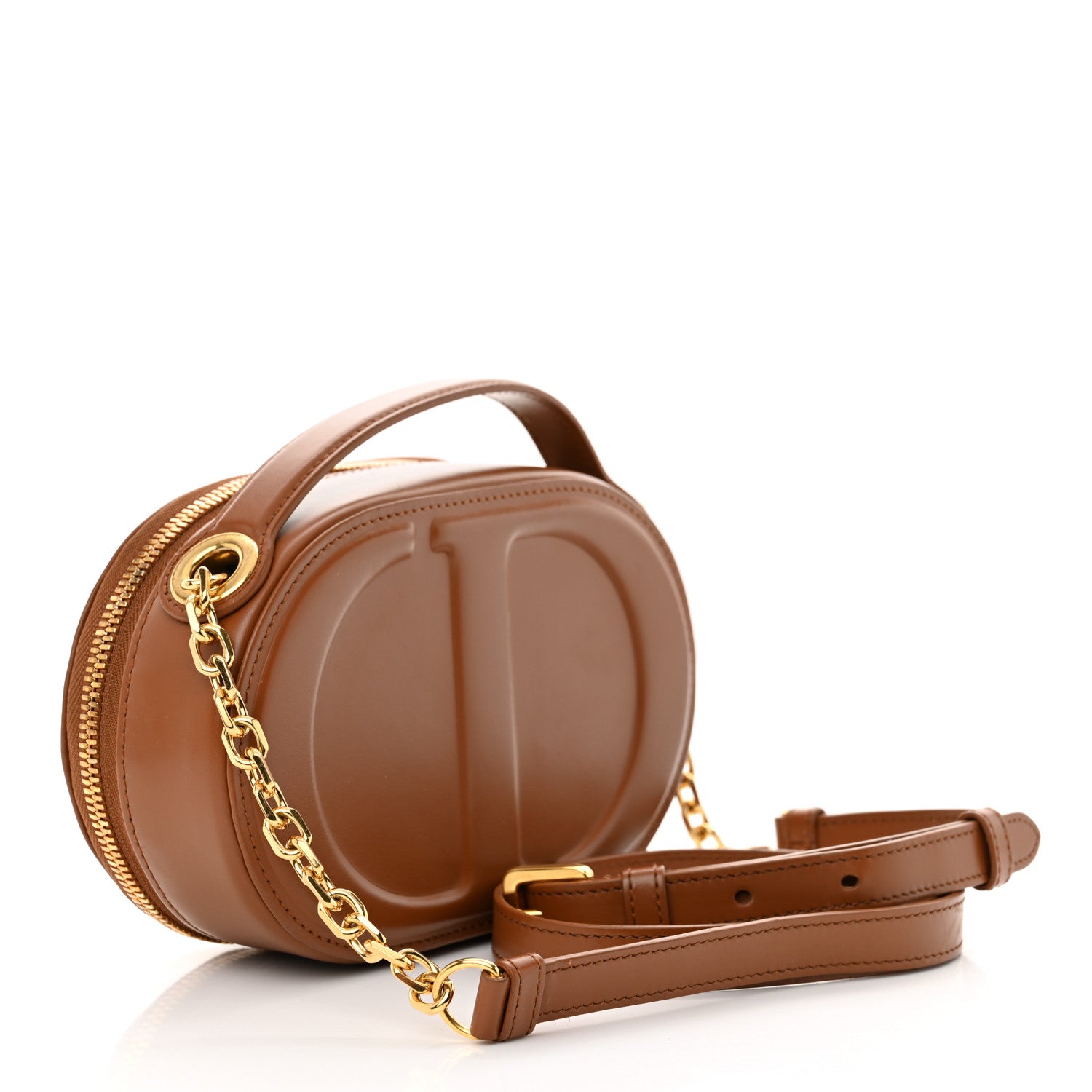 Christian Dior Calfskin CD Signature Oval Crossbody Camera Bag Brown 3 of 13