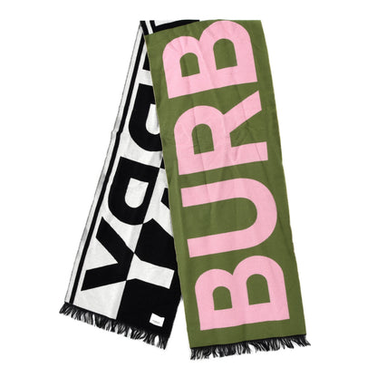 Burberry Wool Silk Jacquard Logo Scarf Cedar Green 2 of 4