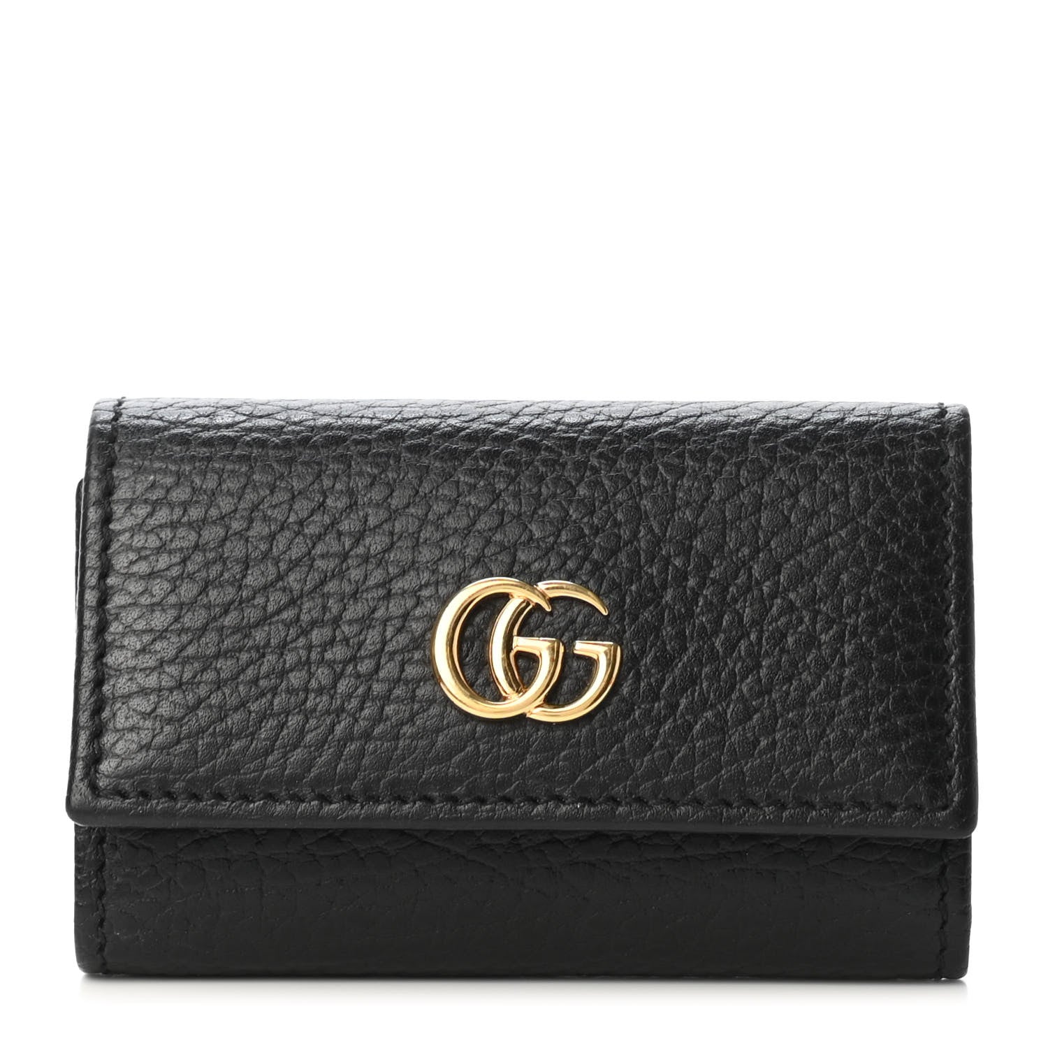 Gucci Pebbled Calfskin GG Marmont 6 Key Holder Black 1 of 4