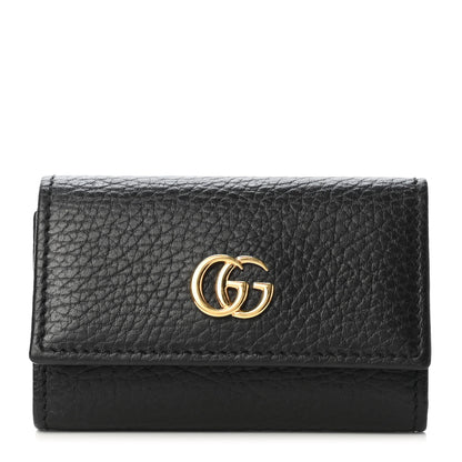 Gucci Pebbled Calfskin GG Marmont 6 Key Holder Black 1 of 4
