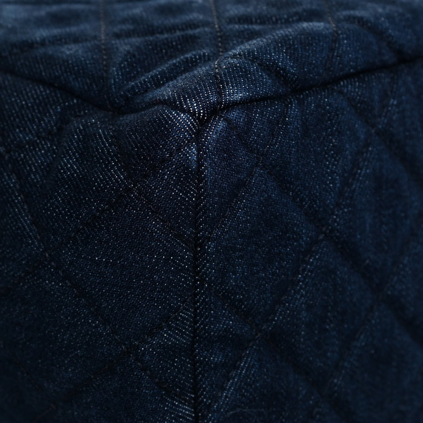 Washed Denim Quilted Small Urban Spirit Drawstring Bag Dark Blue