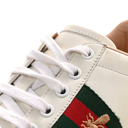 Gucci Calfskin Web Bee Embroidered Womens Ace Platform Sneakers 38.5 White 9 of 9