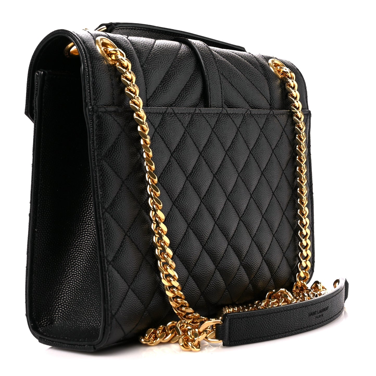Grain De Poudre Textured Mixed Matelasse Triquilt Medium Monogram Satchel Black
