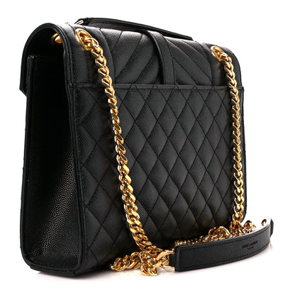 Saint Laurent Grain De Poudre Textured Mixed Matelasse Triquilt Medium Monogram Satchel Black 3 of 12