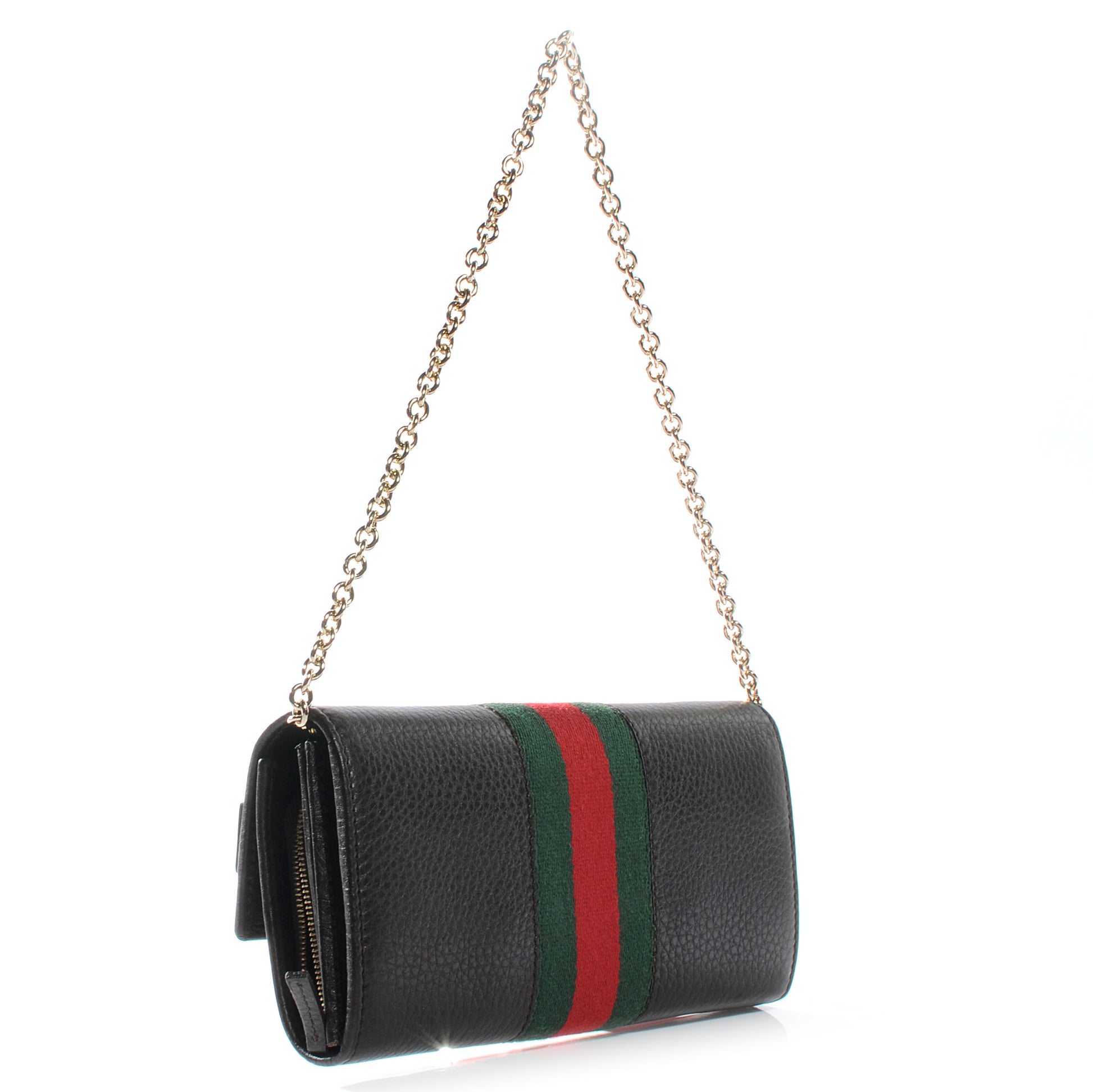Gucci Leather Heritage Chain Wallet Chocolate Brown 3 of 7