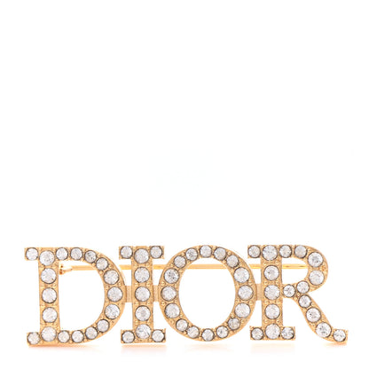Christian Dior Crystal Dior Logo Brooch Gold 1 of 4