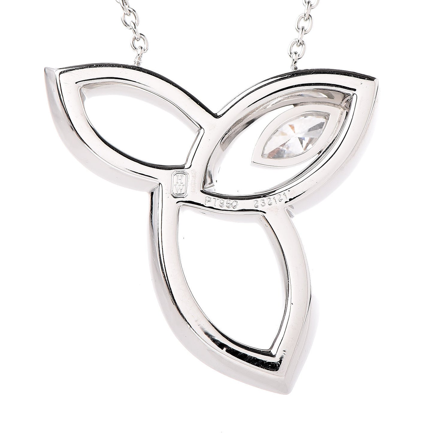 Platinum Diamond Lily Cluster Pendant Necklace
