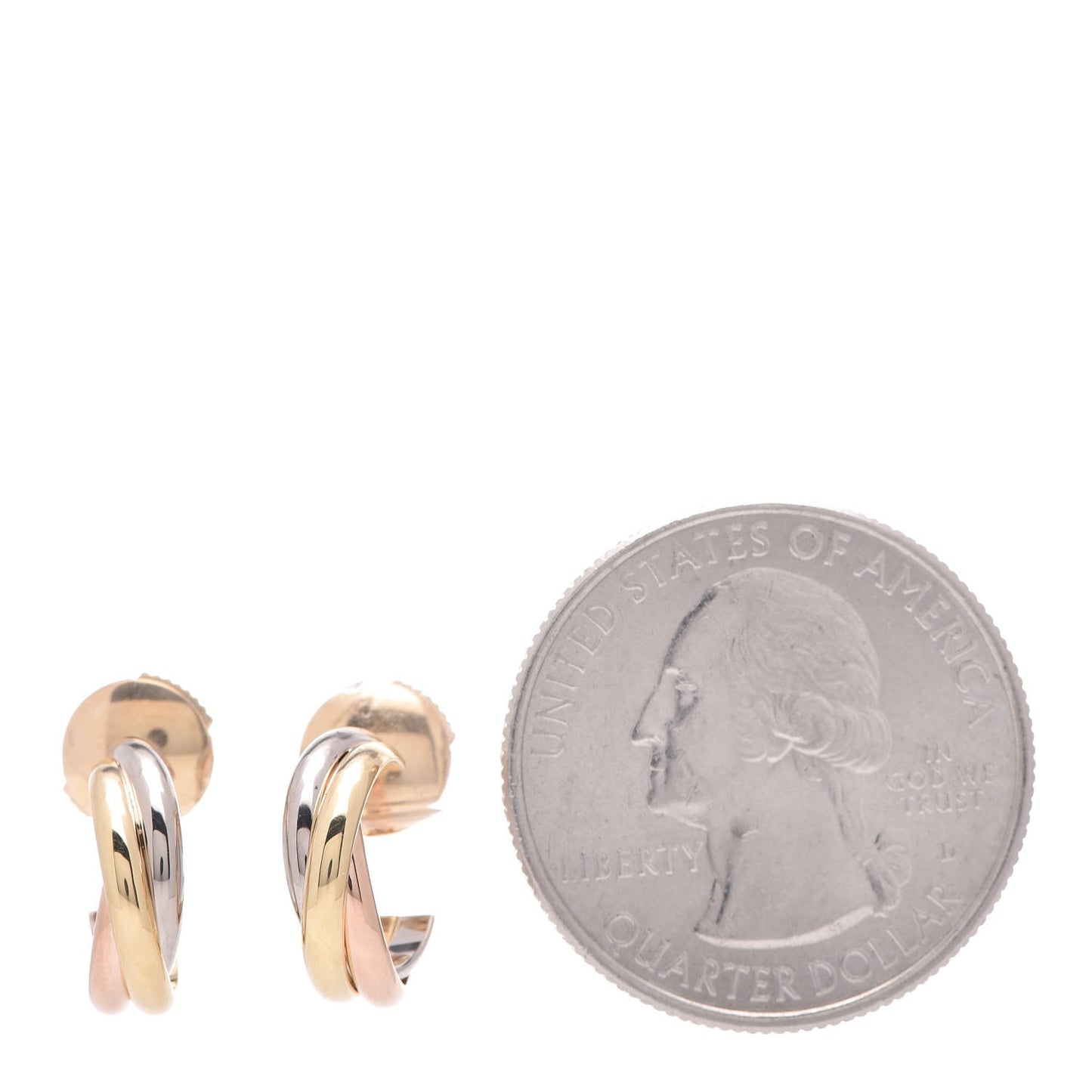 18K Pink Yellow White Gold 13mm Trinity Hoop Earrings