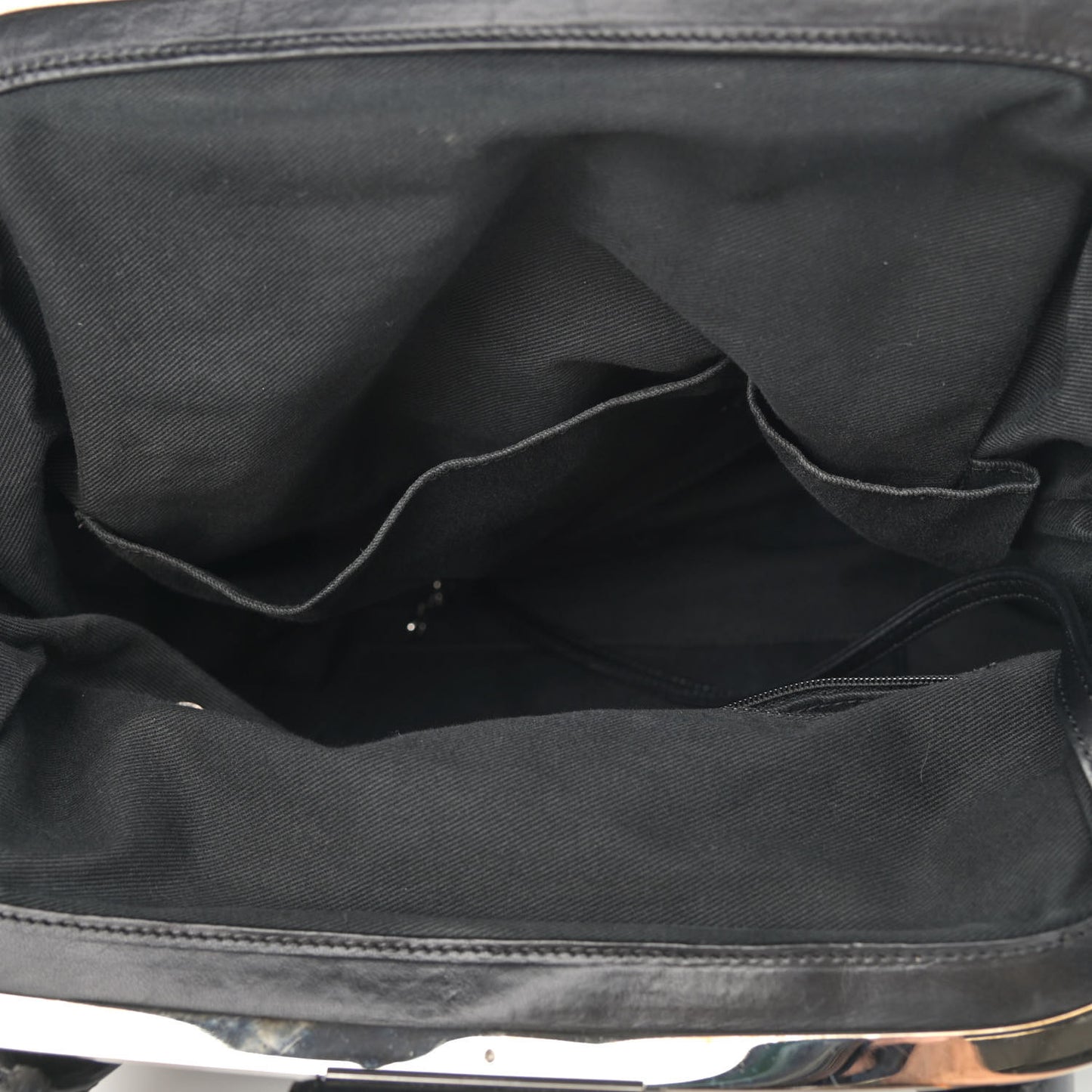 Calfskin Stitched Expandable Frame Bag Black