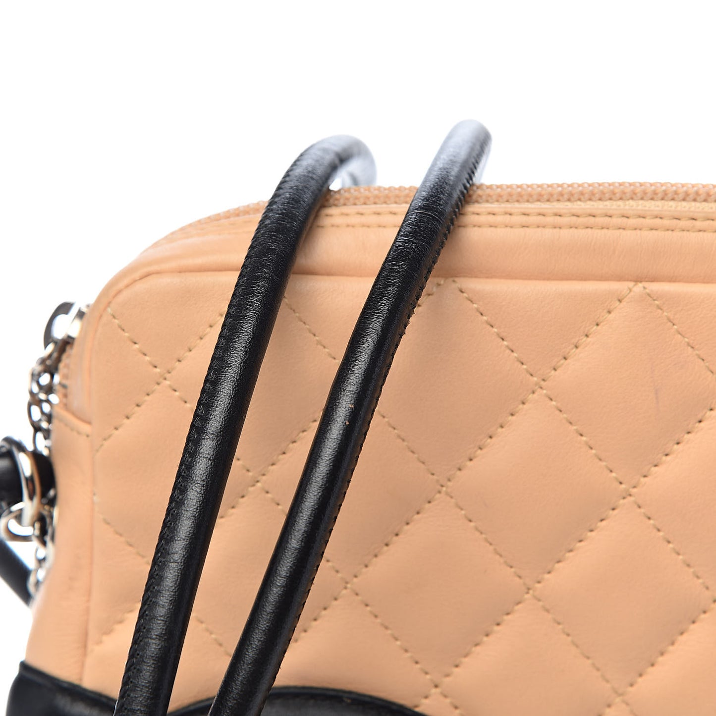 Calfskin Quilted Medium Cambon Messenger Beige Black