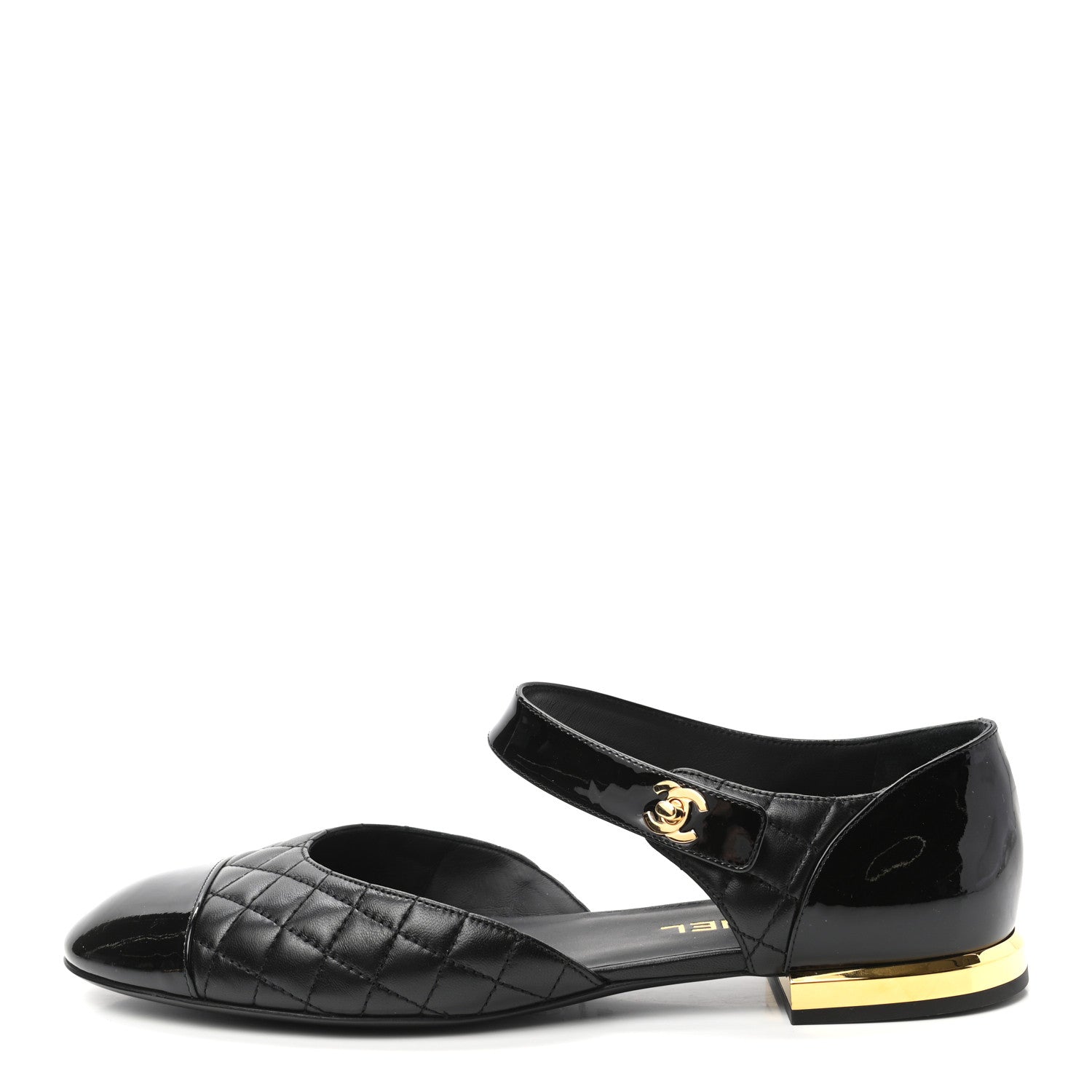 Chanel Patent Lambskin Quilted Cap Toe Ballerina Flats 41.5 Black 1 of 8
