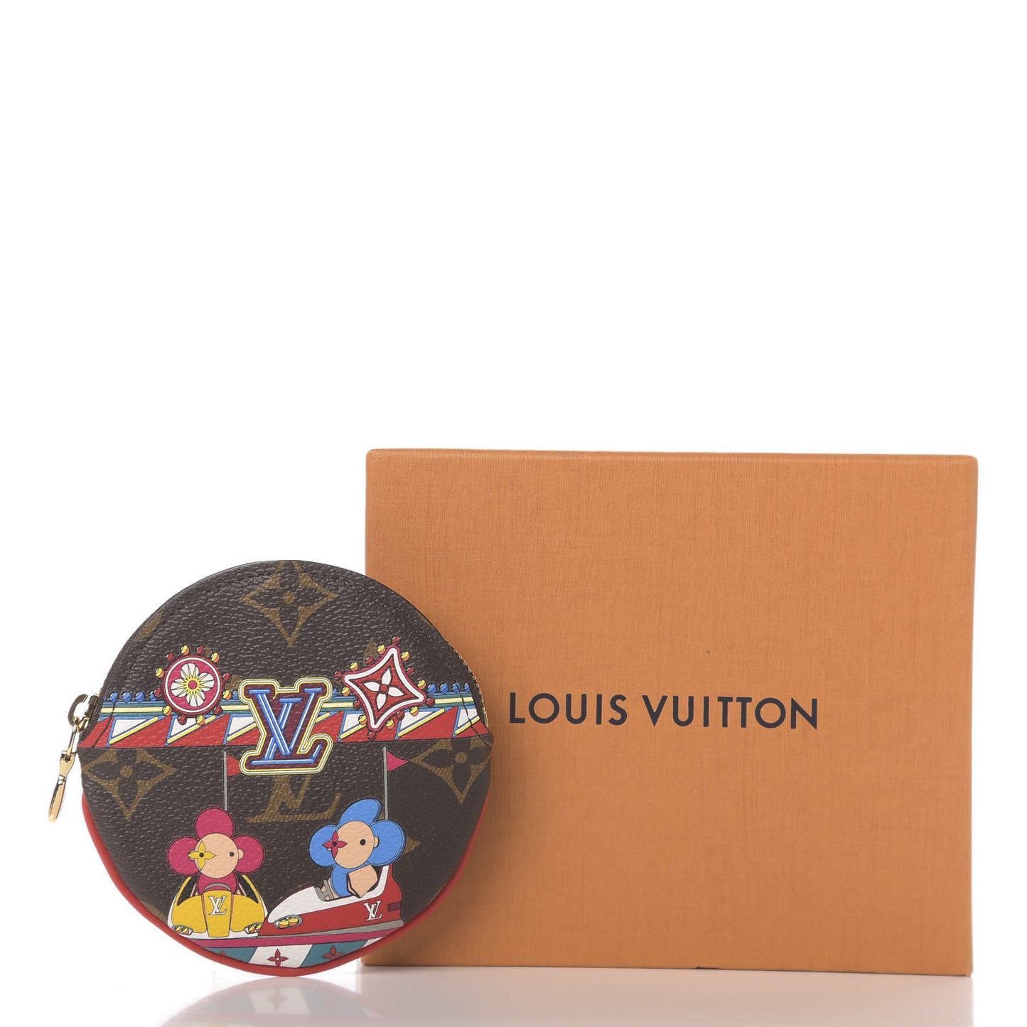Monogram 2020 Christmas Animation Bumper Cars Round Coin Purse Coquelicot