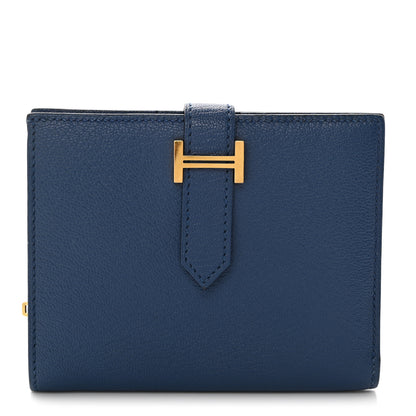Hermes Chevre Mysore Bearn Compact Wallet Bleu Encre 1 of 8