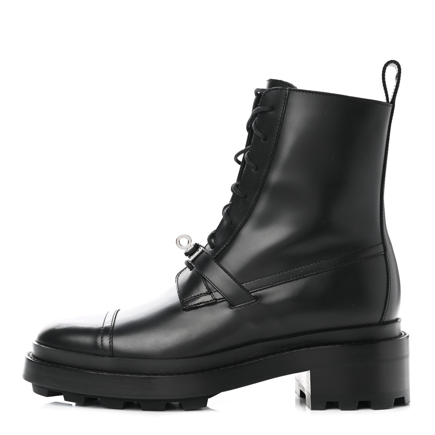 Glossed Calfskin Funk Ankle Boots 38 Black