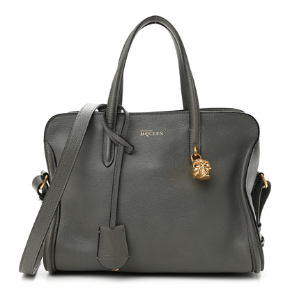 Alexander McQueen Pebbled Calfskin Small Skull Padlock Zip Around Tote Grey 1 of 14
