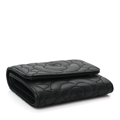 Chanel Caviar Camellia Embossed Compact Wallet Black 8 of 16