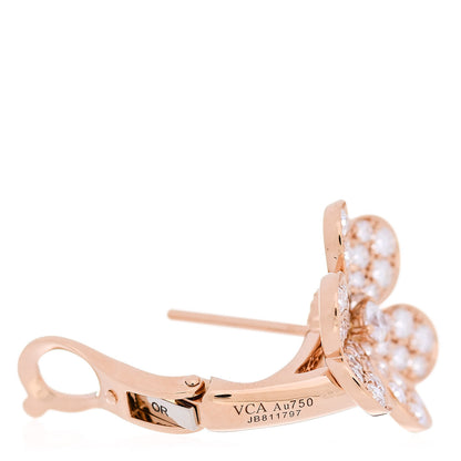 Van Cleef & Arpels 18K Rose Gold Diamond Small Frivole Pave Earrings 4 of 5