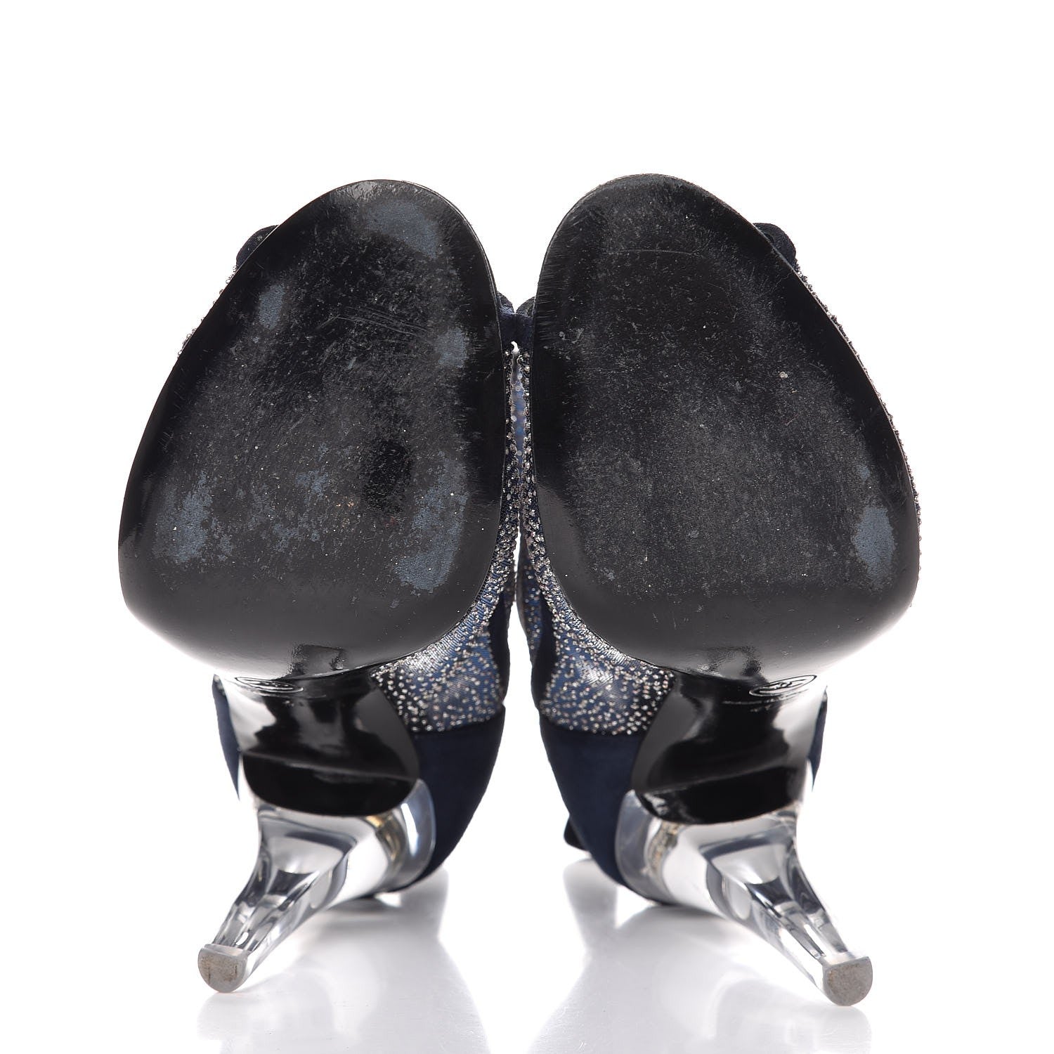 Chanel Mesh Crystal Open Toe Ankle Boots 41 Navy 7 of 9