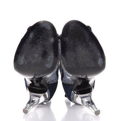 Chanel Mesh Crystal Open Toe Ankle Boots 41 Navy 7 of 9