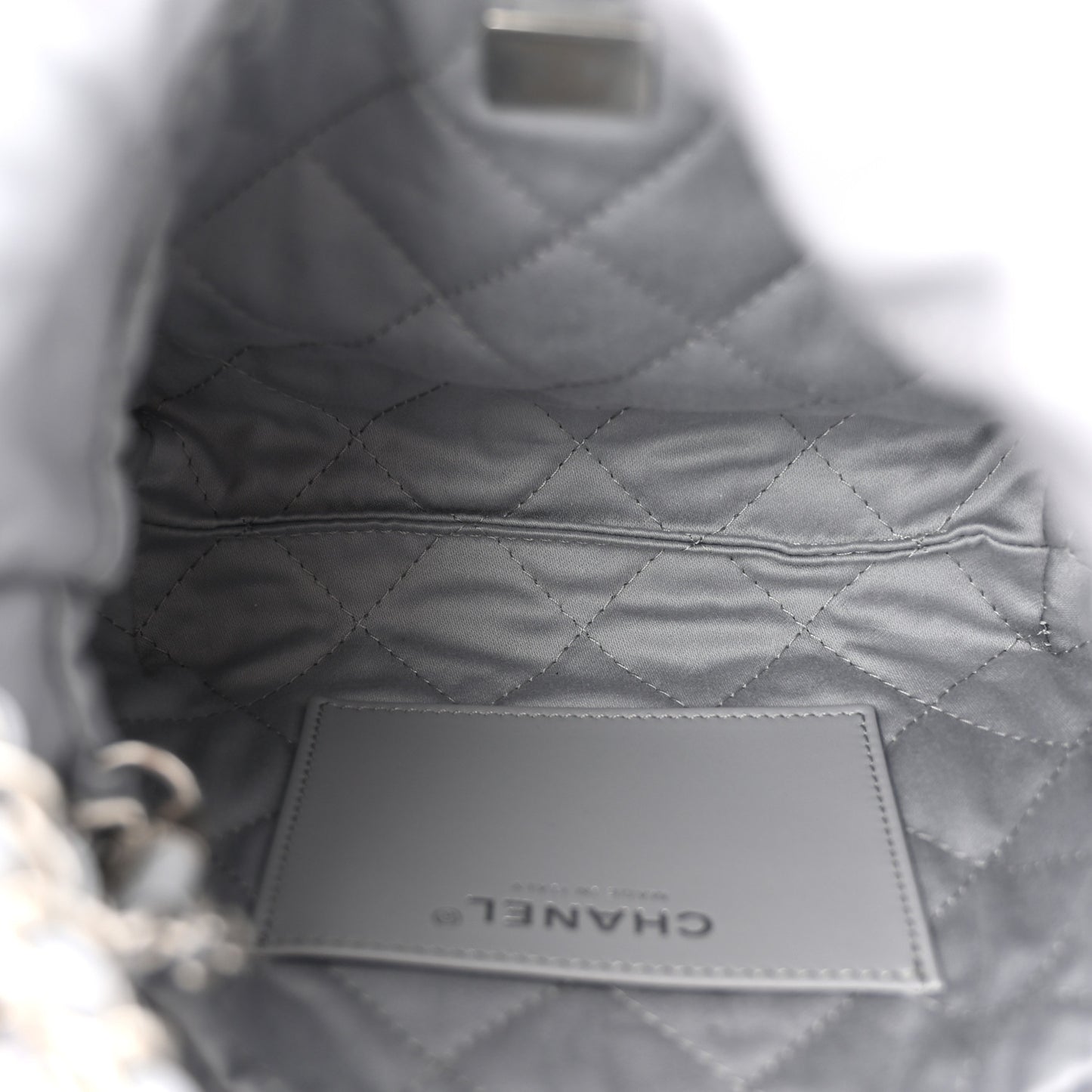 Shiny Calfskin Quilted Mini Chanel 22 Grey