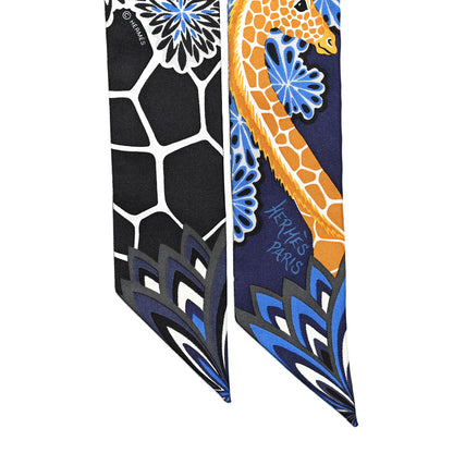 Hermes Silk The Three Graces Twilly Bleu Nuit Gold Black 2 of 4