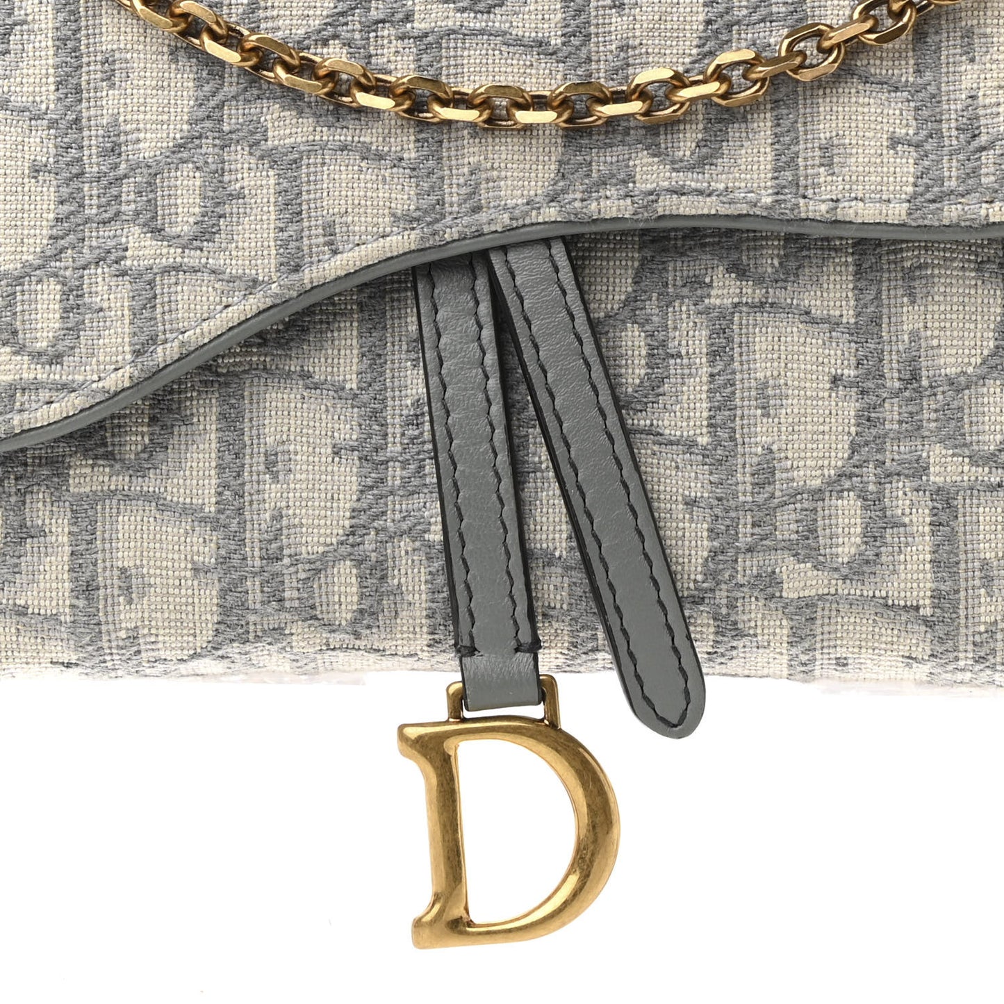 Oblique Saddle Chain Long Wallet Grey