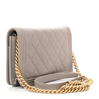 Chanel Caviar Quilted Boy Wallet On Chain WOC Grey 3 of 14