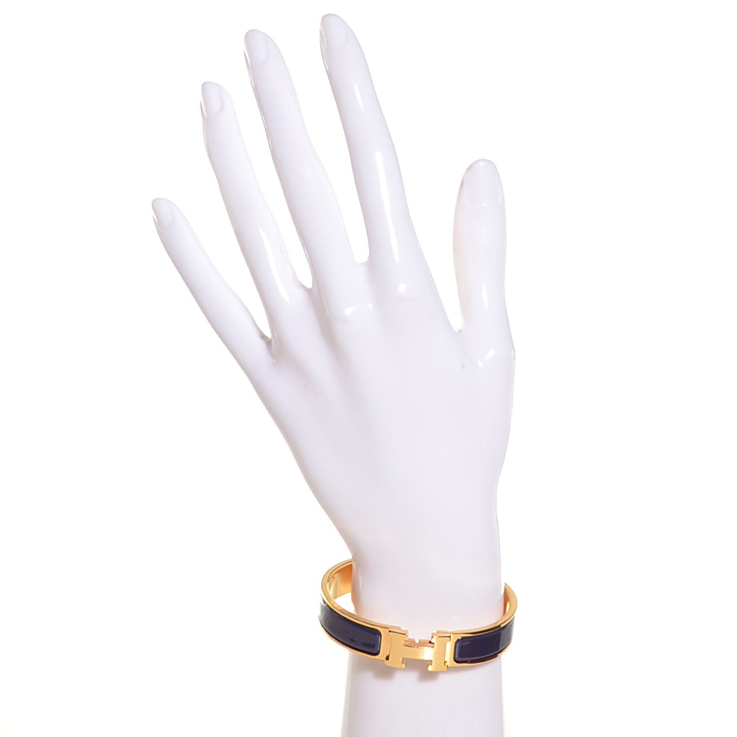 Hermes Enamel Narrow Clic Clac H Bracelet PM Prune 2 of 7