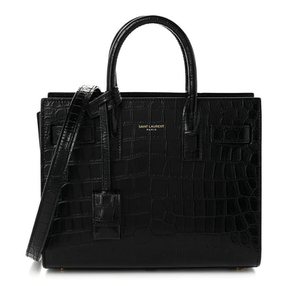 Saint Laurent Calfskin Crocodile Embossed Nano Sac De Jour Black 1 of 10
