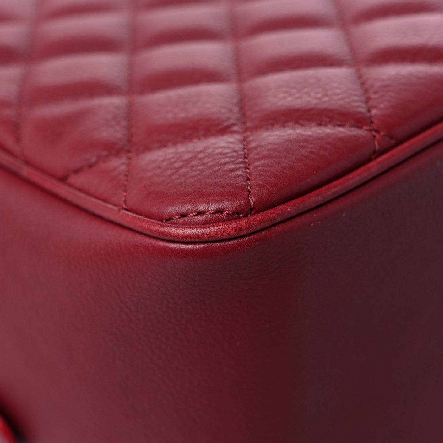 Calfskin Quilted CC Medium Vanity Case Dark Red