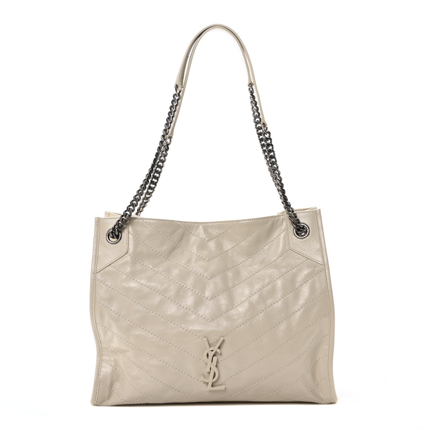 Saint Laurent Crinkled Calfskin Matelasse Monogram Medium Niki Shopper Tote Crema Soft 1 of 10
