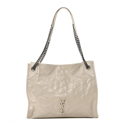 Saint Laurent Crinkled Calfskin Matelasse Monogram Medium Niki Shopper Tote Crema Soft 1 of 10