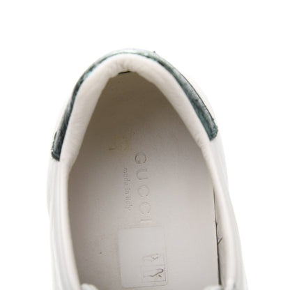 Gucci Calfskin Ayers Bee Embroidered Womens Ace Sneakers 37 White Green 6 of 8