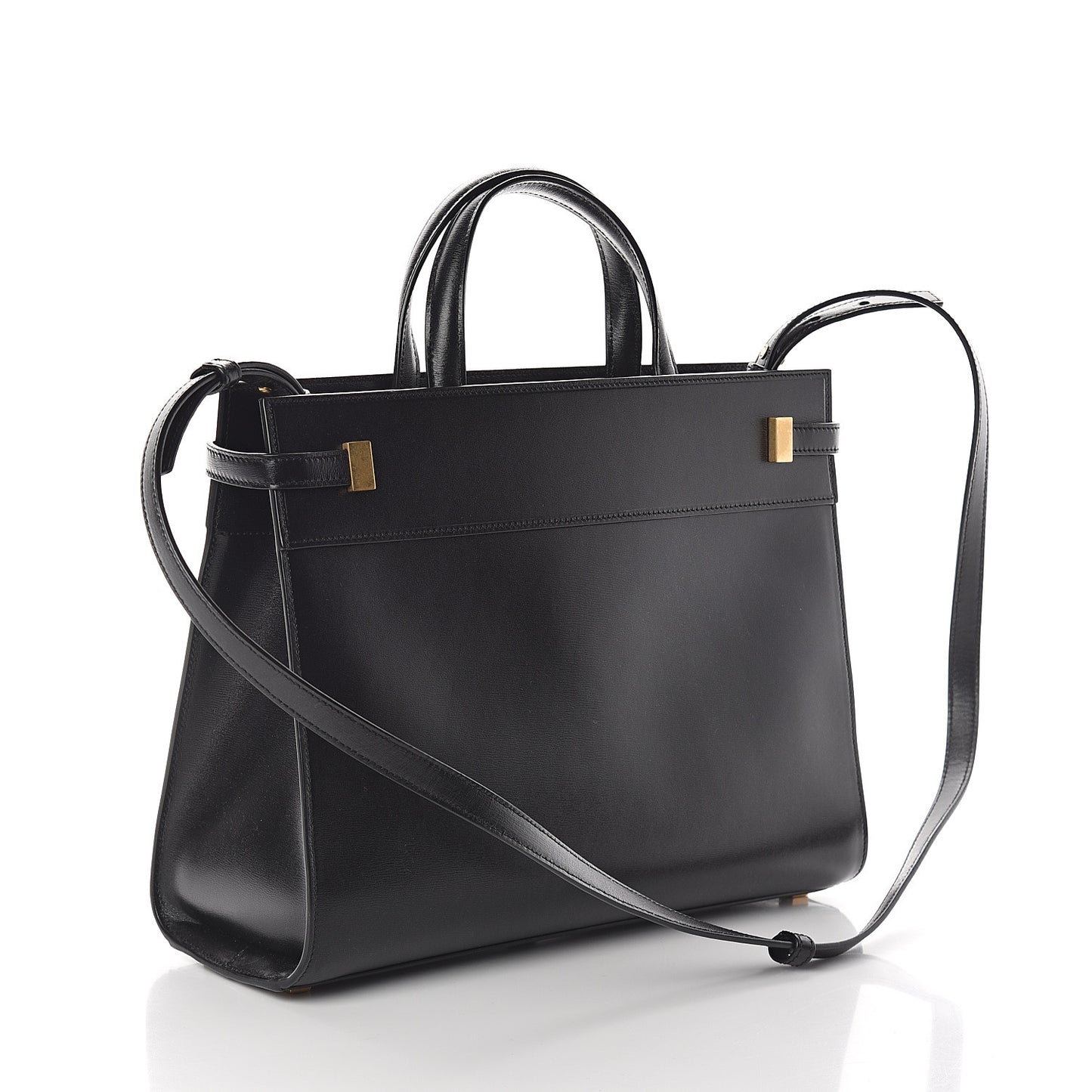 Calfskin Small Manhattan Shopper Tote Black