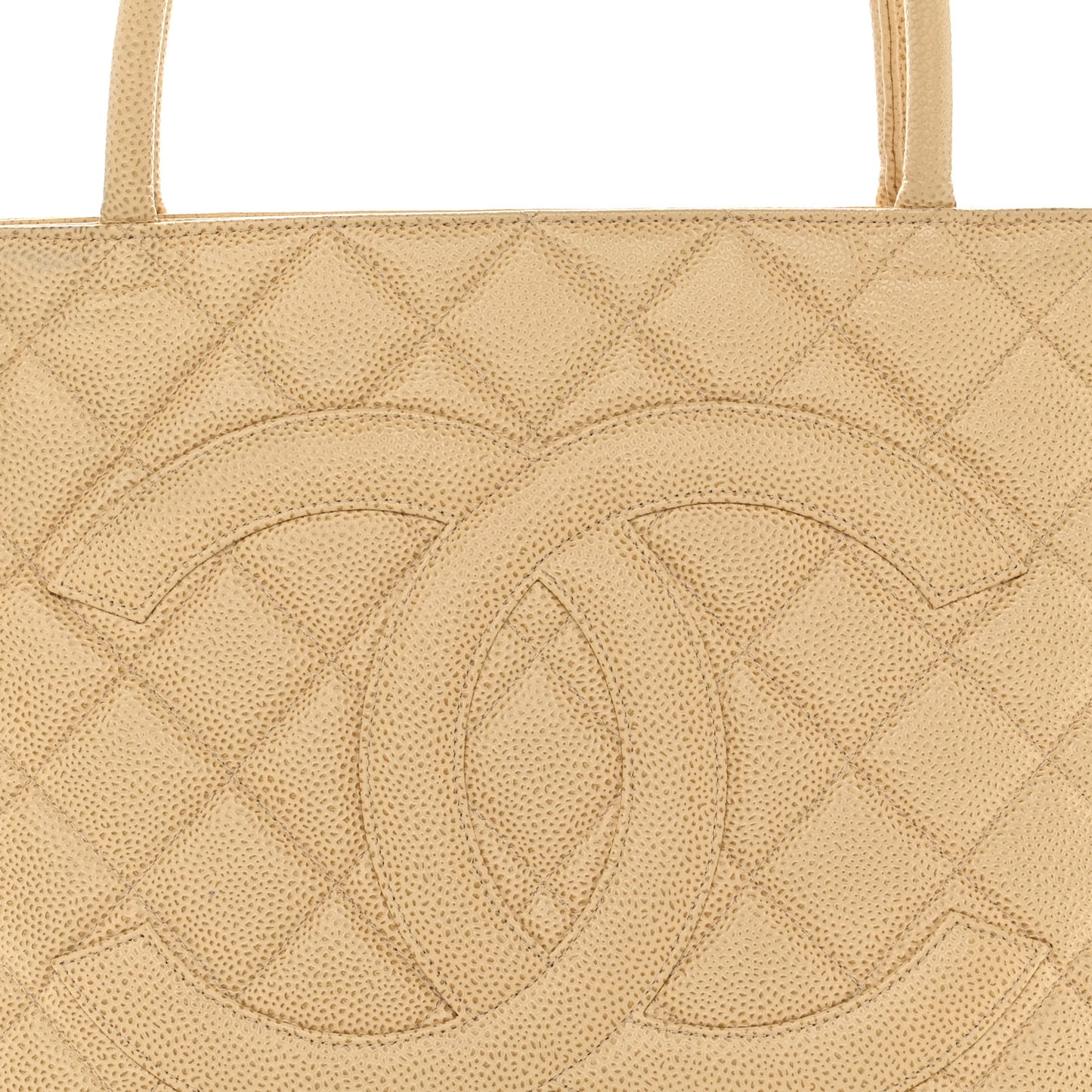 Caviar Quilted Medallion Tote Beige