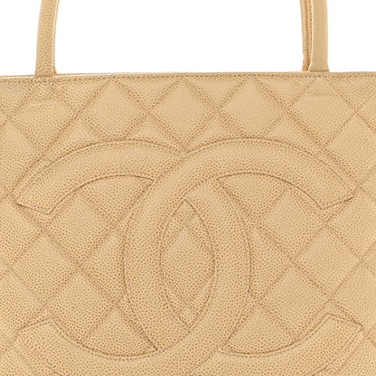 Chanel Caviar Quilted Medallion Tote Beige 8 of 14