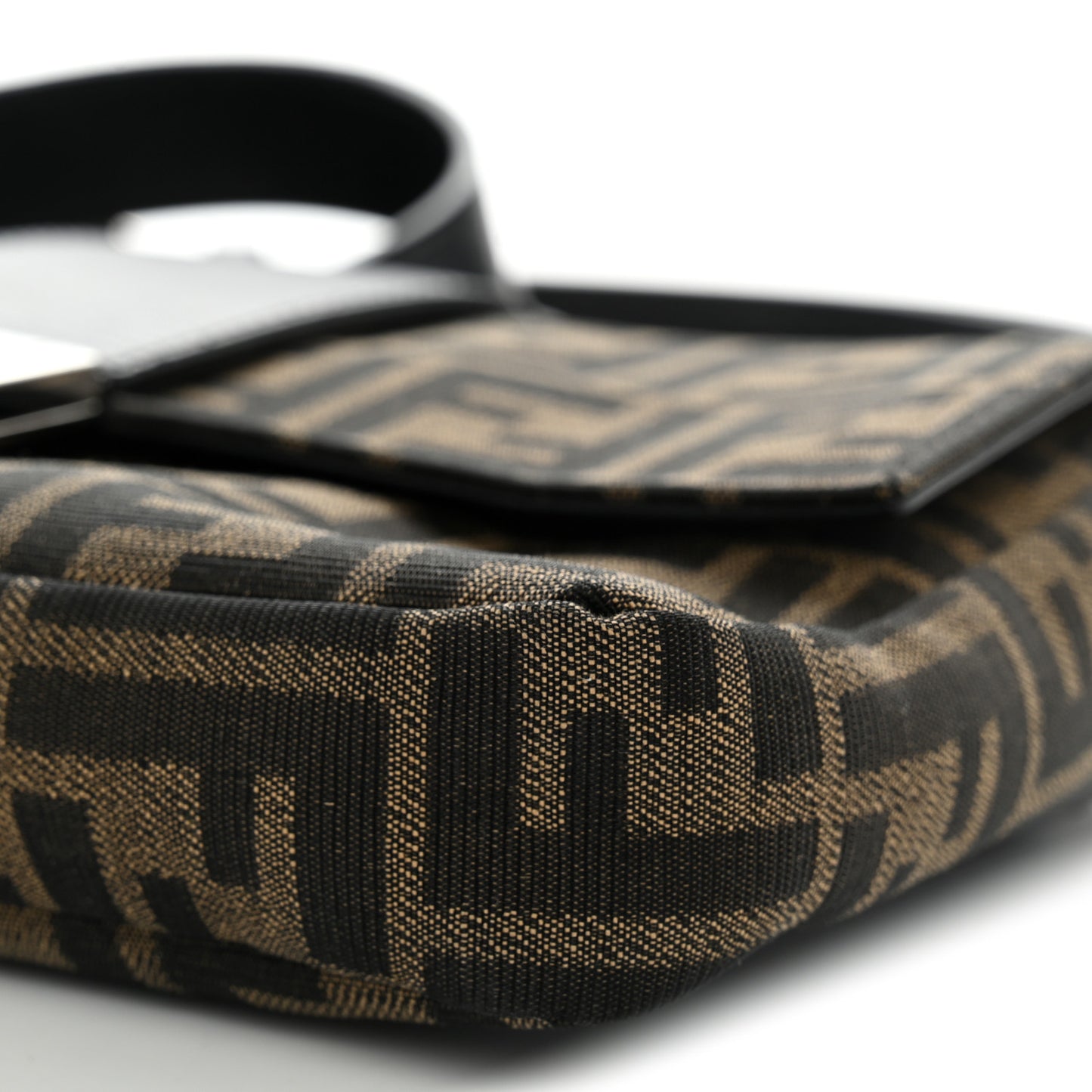 Fabric Jacquard FF 1974 Belt Baguette Bag Tobacco Moro Black