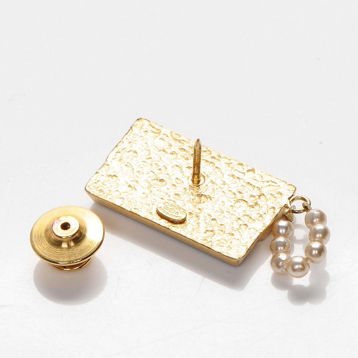 Chanel Enamel Pearl CC Flap Bag Brooch Black Gold 5 of 5
