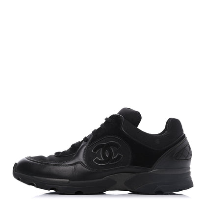 Chanel Toile Suede Calfskin CC Sneakers 39 Black 1 of 23