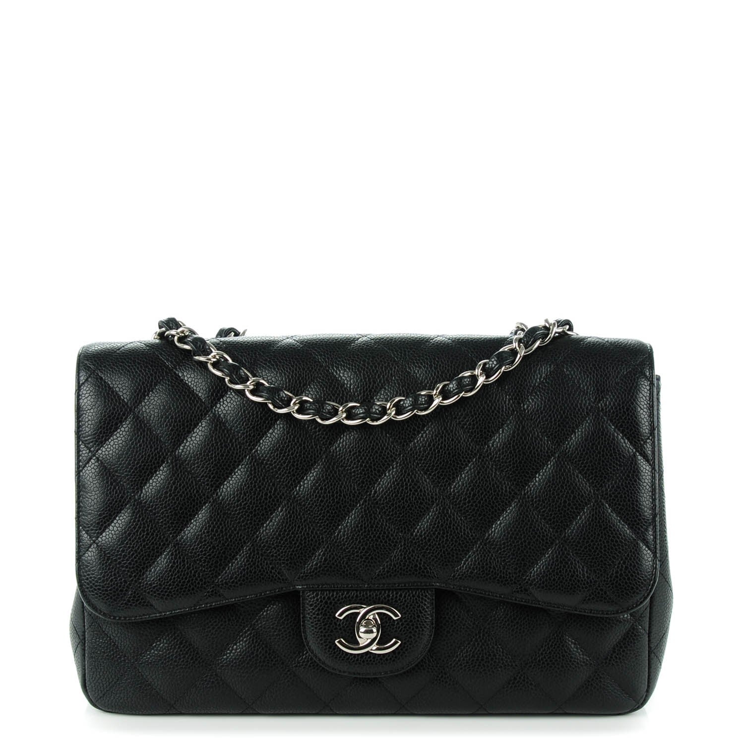 Chanel Caviar Quilted Jumbo Single Flap Black 1 of 8