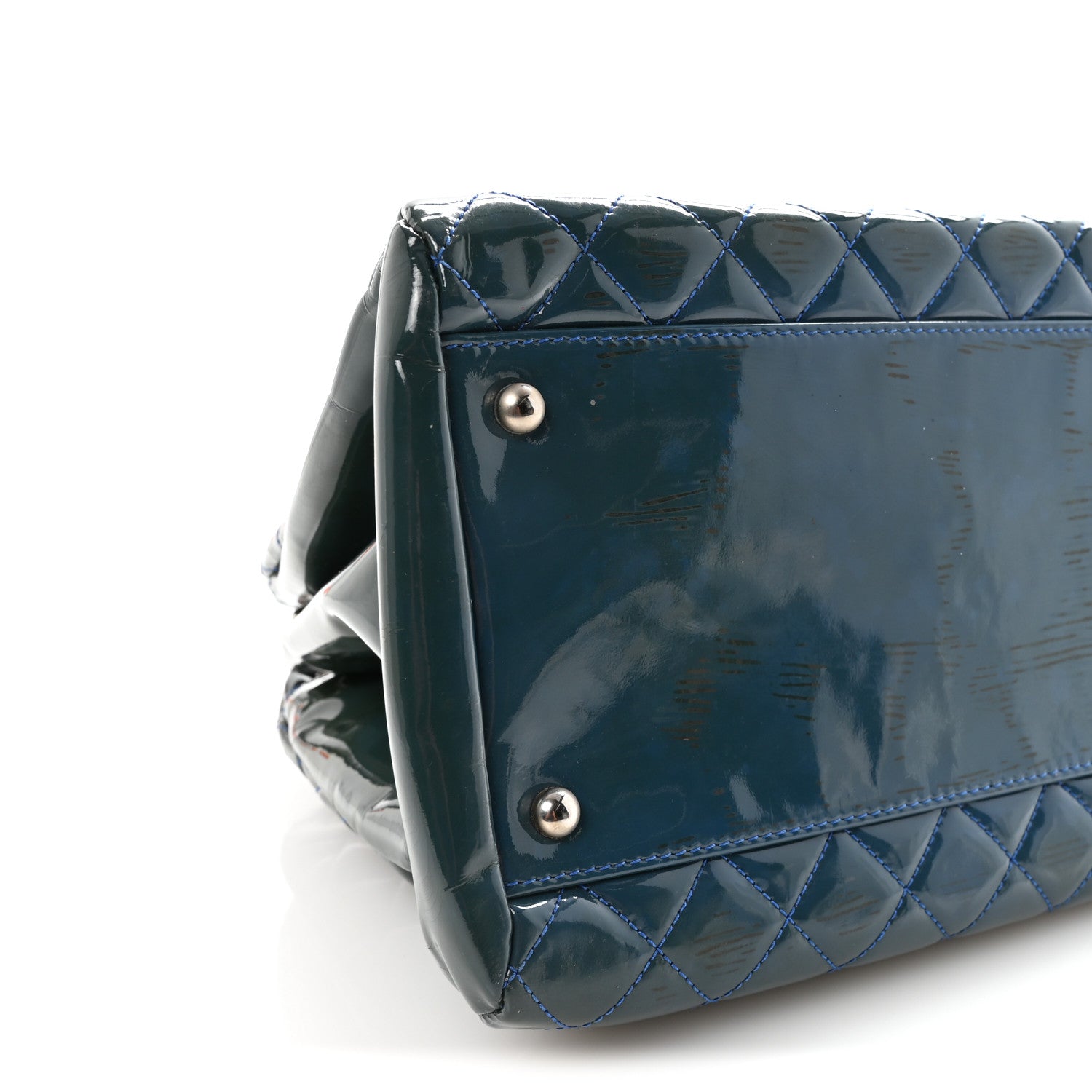 Chanel Patent Quilted Large Just Mademoiselle Bowling Bag Dark Blue 9 of 10