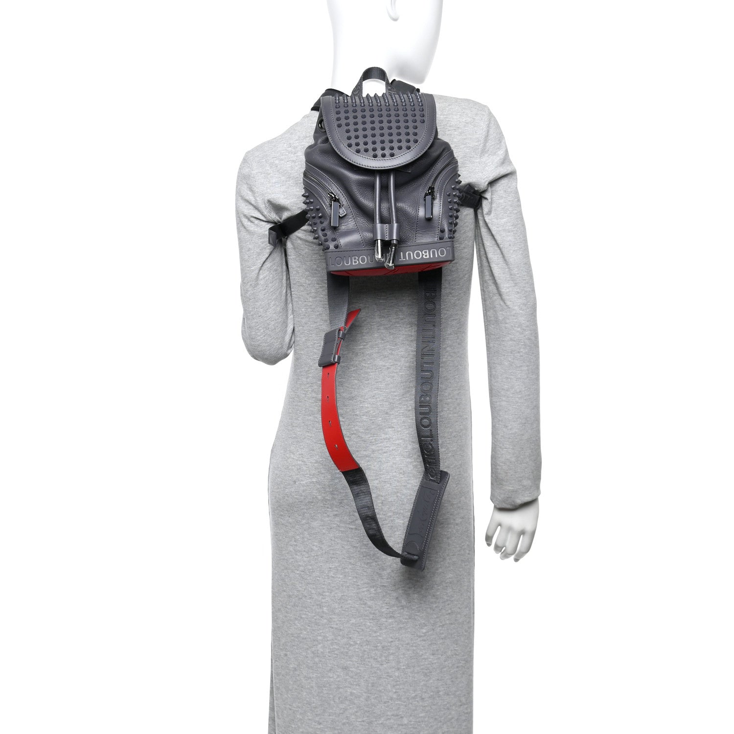 Christian Louboutin Calfskin Spiked Small Explorafunk Backpack Charbon 2 of 10