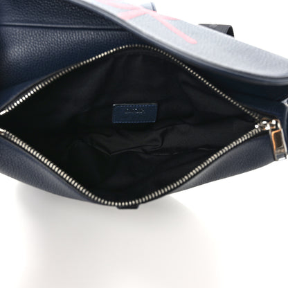 Christian Dior X SHAWN STUSSY Grained Calfskin Ox Head Saddle Bag Navy Blue 5 of 8