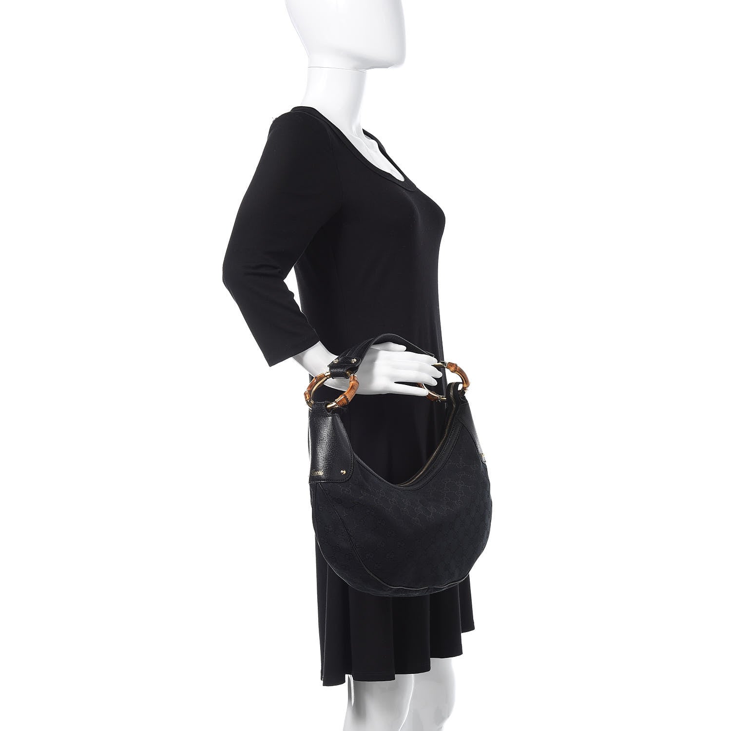 Gucci Monogram Bamboo Ring Hobo Black 2 of 11
