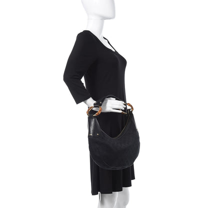 Gucci Monogram Bamboo Ring Hobo Black 2 of 11